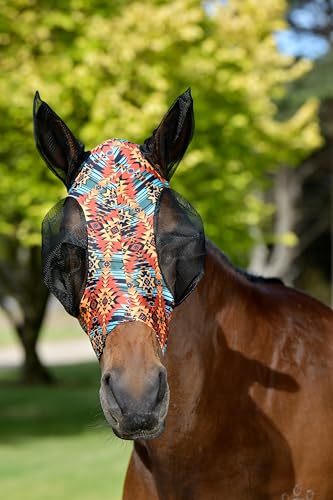 WeatherBeeta Stretch Bug Eye Saver with Ears, Western Sunset Print, Cob - color: Western Sunset Print, size: Cob