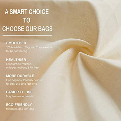 3 PCS 12"x12" Nut Milk Bags - 100% Unbleached Cotton Cheesecloth, Reusable Food Strainer Colander For Straining Almond/Oat Milk, Celery Juice, Cold Brew Coffee, Yogurt and Cheese Making - color: 3 pack