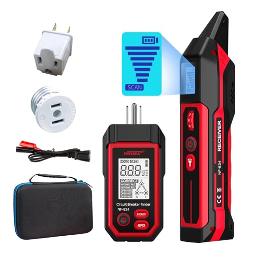 NOYAFA NF-824 Circuit Breaker Finder with LCD Display & GFCI Outlet Tester | Rechargeable NCV AC Electric Tester Circuit Tracer Tool with Flashlight & Adjustable Sensitivity