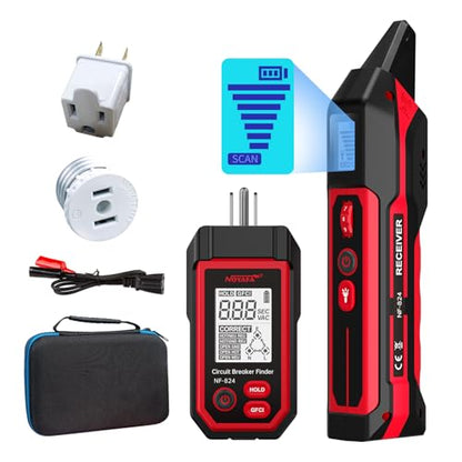 NOYAFA NF-824 Circuit Breaker Finder with LCD Display & GFCI Outlet Tester | Rechargeable NCV AC Electric Tester Circuit Tracer Tool with Flashlight & Adjustable Sensitivity