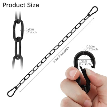 20 inch Gate Chain Lock with Both-Ended M5 Carabiners,Chain Dia 4 mm,Black - size: 20" x 5/32"