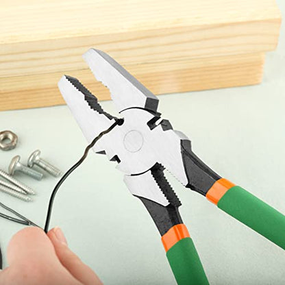 11.5 Inches Fencing Pliers With Wire Cutters - Heavy-Duty Multi-Purpose Flat Nose Fence Tool for Installing, Maintaining, and Repairing Wire Fences - style: 11.5" Fencing Pliers(Green)