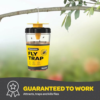 Outdoor Fly Trap [Set of 2] Fly Traps with Dissolvable Non-Toxic Bait - Fly Repellent for Outdoor Use Only - Controls Flies for Patios, Barns, Ranches Etc. Hanging Fly Traps with Tie Included - style: 2 Traps