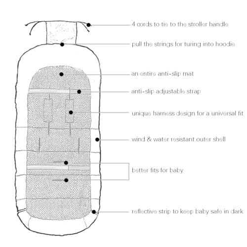 CozyMe Stroller Footmuff, Insulated Stroller Blanket Evelution, Water Repellent Winter Bunting Bag for Strollers, Central Open, Height Adjustable, M6-4T - color: Grey