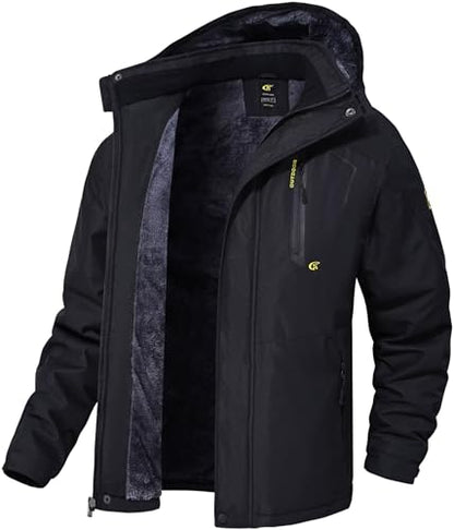 QPNGRP Mens Waterproof Ski Snowboard Jacket Winter Windproof Snow Coat - color: Black, size: Medium