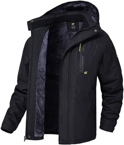 QPNGRP Mens Waterproof Ski Snowboard Jacket Winter Windproof Snow Coat - color: Black, size: Medium