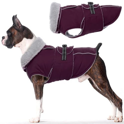 Lelepet Dog Jackets for Small Dogs Waterproof Dog Coat with Adjustable Fit - color: Dark Purple, size: M