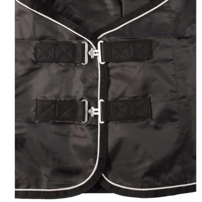Country Pride 420D Nylon Stable Sheet, Breathable Horse Stall Sheet, Fleece Wither Protection, Adjustable Surcingle & Leg Straps, Lightweight Indoor Horse Blanket, Charcoal Grey with Trim 80 Black