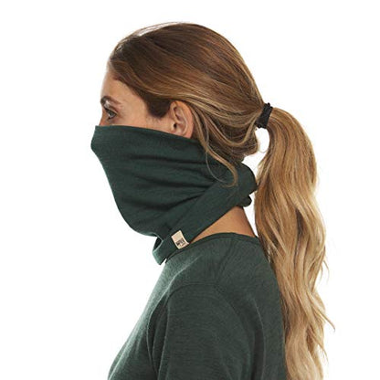 100% Merino Wool - Midweight Neck Gaiter - Skiing Neck Warmer - Winter Face Mask - Multipurpose Headwear - color: Forest Green