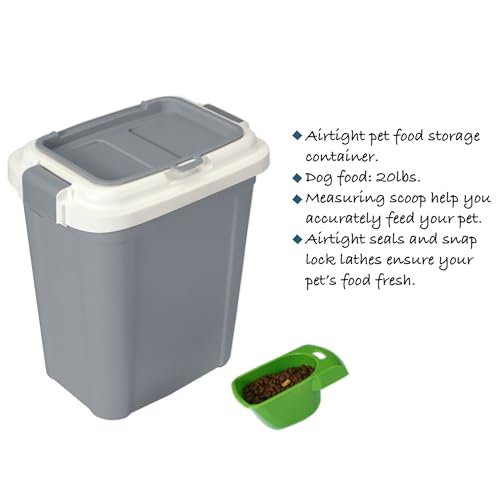 Airtight Pet Food Grey Storage Container, 23 Qt - color: Grey, size: 20 lbs