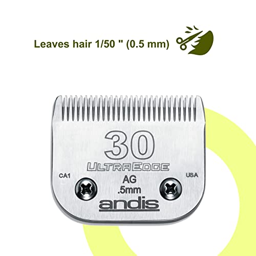 Andis 64075 UltraEdge Blade, Size 30, 1/50in, Chrome, for Larger Animals - style: 30 Blade (Pack of 1)