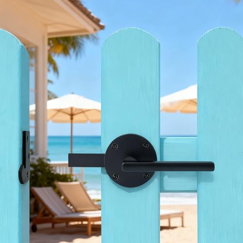 Double Sided Self-Locking Gate Latch-Heavy Duty Adjustable Stainless Steel Black, 2-in-1Door Handle&Two-Way Lock,WoodenFences,Pools,Gardens,Backyards,Barns(Applicable to The Left Side Door 1pack)
