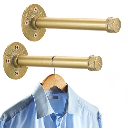 Sumnacon Wall Mounted Clothes Rack for Wardrobe, 2Pcs 8 Inch,Gold - color: Gold, size: 8 Inch