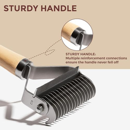 3-in-1 Professional Pet Shedding Dematting Comb - Deshedding Undercoat Rake for Dogs with Stainless Steel Blades Metal Pet Brush with Wood Handle Matted Hair Detangling Thinning and Shedding - style: Upgraded 3-in-1 Comb