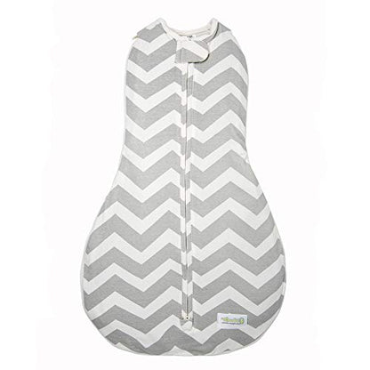Woombie Grow with Me Baby Swaddle, Convertible Swaddle Fits Babies 0-9 Months, Expands to Wearable Blanket for Babies up to 18 Months, Sleepy Grey Chevron - color: Sleepy Grey Chevron, style: Grow With Me