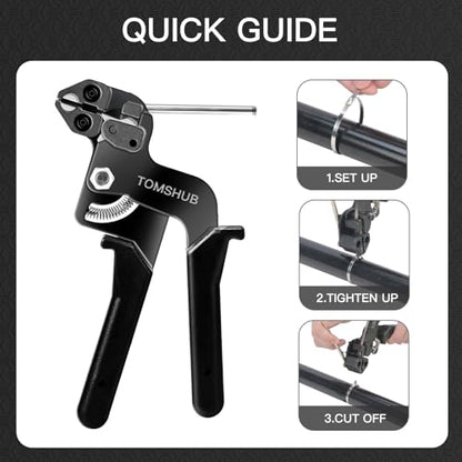 Metal Zip Tie Tool Kit, 100pcs 11.8 Inch Stainless Steel Zip Ties - color: Silver,black