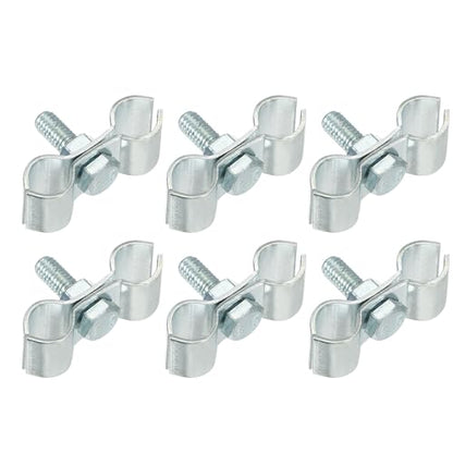 HARFINGTON 6pcs Chain Link Fence Panel Clamps 3/8" Galvanized Dog Kennel Clamps Fence Connector Temporary Dog Cage Hardware Parts with Bolts and Nuts for Round Pipe Panel Frame Cage - size: 3/8"