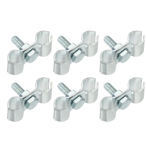 HARFINGTON 6pcs Chain Link Fence Panel Clamps 3/8" Galvanized Dog Kennel Clamps Fence Connector Temporary Dog Cage Hardware Parts with Bolts and Nuts for Round Pipe Panel Frame Cage - size: 3/8"
