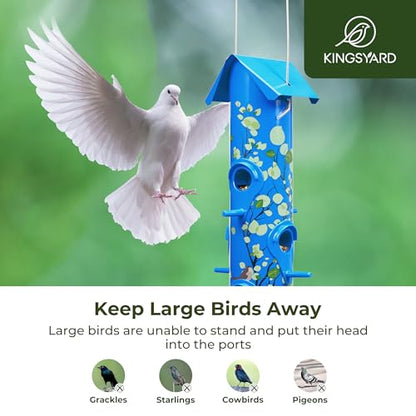 Kingsyard Metal Bird Feeders for Outdoors Hanging, Tube Bird Feeder - color: Blue