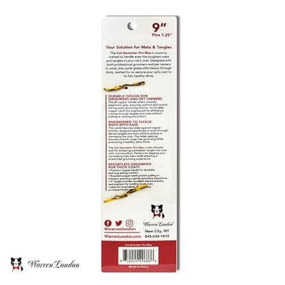 Warren London Cat DeMatter Pro Max 9-Inch Copper Grooming Comb - style: Cat Dematting Pro Max