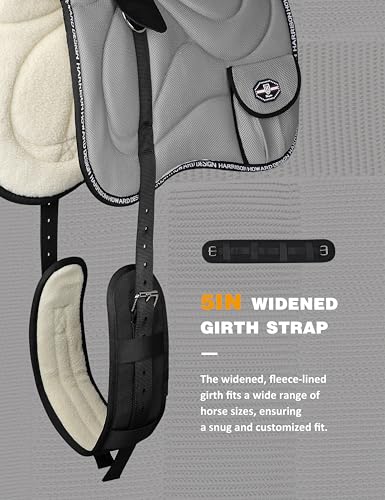 Harrison Howard Bareback Horse Riding Pad Breathable Mesh Cushioned No-Saddle Pad with Girth for Trail Training - color: Dark Grey