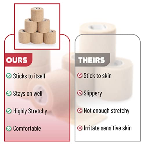 Mr. Pen- Self Adhesive Bandage Wrap, 2" x 5 Yards, 6 Pack - color: Skin Color, size: 2" x 5 Yards, 6 Pack