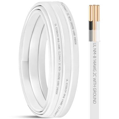 15ft NM-B 14/2 Wire with Ground,14/2 Electrical Wire 14 Gauge Non-Metallic Sheathed NMB Cable,14-2 NM-B Copper 14 AWG 2 Conductors with Ground,Residential Solid Indoor Copper Wiring for Outlet,Switch - size: 15ft, style: 14 AWG-2 Conductor w/ Ground