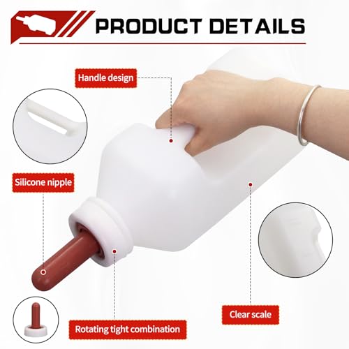 2 Quart Calf Nursing Bottle Rubber Screw Nipple with Replacemen Cap