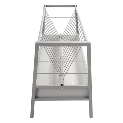 Pasture Hay Feeder 2 in 1 55 Gallon 59 in Livestock Feed Trough - color: Silvery