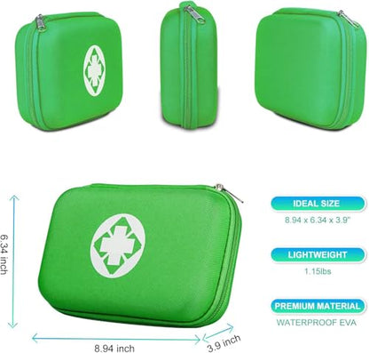 First Aid Kit 276PCS Car Home Camping Essentials Green Emergency Kit AMORNING - color: Green-276pcs