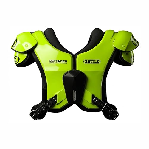 Battle Sports Defender Football Shoulder Pads - color: Solar Neon/Black, size: Youth-Medium