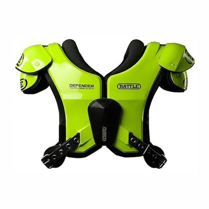 Battle Sports Defender Football Shoulder Pads - color: Solar Neon/Black, size: Youth-Medium