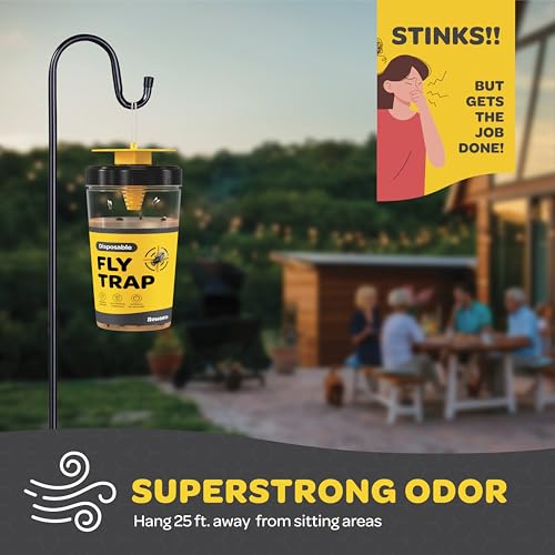 Outdoor Fly Trap [Set of 3] Fly Traps with Dissolvable Non-Toxic Bait - Fly Repellent for Outdoor Use Only - Controls Flies for Patios, Barns, Ranches Etc. Hanging Fly Traps with Tie Included - style: 3 Traps