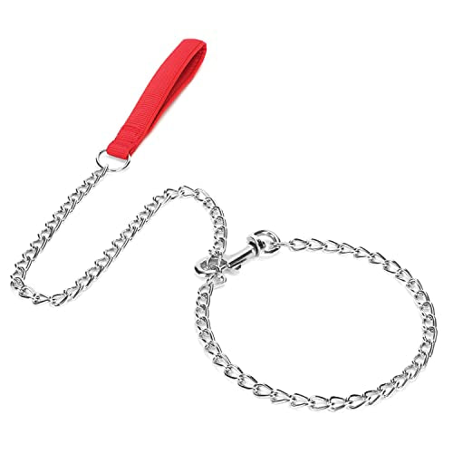SGODA Metal Chain Heavy Duty Dog Leash, 4 ft. x 4.0 mm Red - color: Red, size: 4 ft x 0.16 in