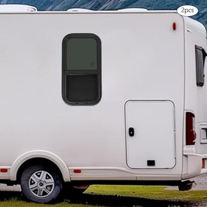 Vertical Sliding Black RV Window for Teardrop, Cargo, Horse Trailer, Marine Camper Window Replacement,12" Wide x 24" Tall, 2 Pack (12"x24") - size: 12"x24"