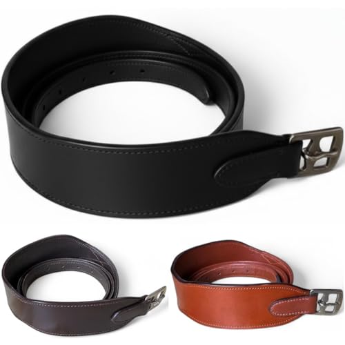 Majestic Ally Wide Body English Stirrup Leathers for Equestrian Riding, Black, Brown, Chestnut, 48-54-60 Inch - color: Black, size: 60"