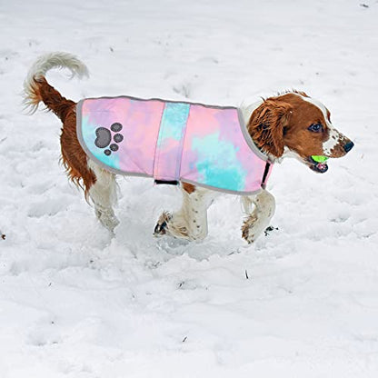 Queenmore Dog Winter Coat, Cold Weather Fleece Dog Jacket, Small Dog Coat - color: Tie-Dye, size: X-Small
