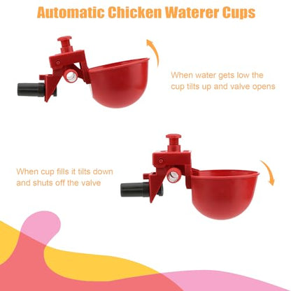 Wontee Chicken Waterer Cups 10PCS Automatic Poultry Water Feeder for Chicks Turkeys Ducks Goose Quail