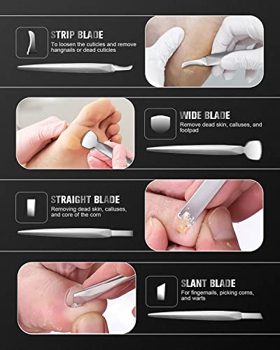FERYES Pedicure Knife Ingrown Toenail Kit, 7 PCS Professional Pedicure Tool Toenail Grooming Kit, Top Notch Foot Blade, Super Sharp Toenail Clippers (Leather case included) - size: 7PCS