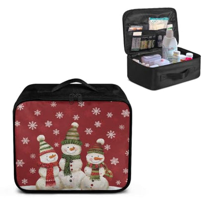 Christmas Pet First Aid Bag Empty Travel Rescue Pouch Medical Bags First Responder Storage Compact Medicine Bag for Car Home Office Kitchen Outdoor Snowman Trio - color: Christmas Snowman Trio