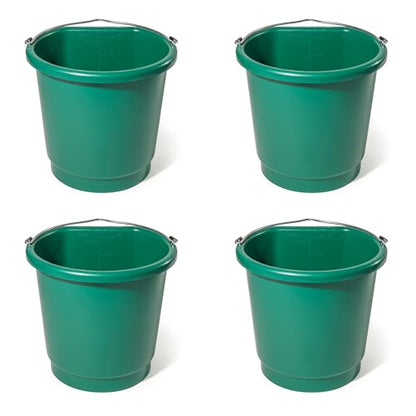 Farm Innovators 3 Gallon Flat Back Plastic Heated Bucket with Metal Handle, Built in Thermostat, and Hidden Cord Compartment, Green, 70 Watt (4 Pack) - size: 4 Pack