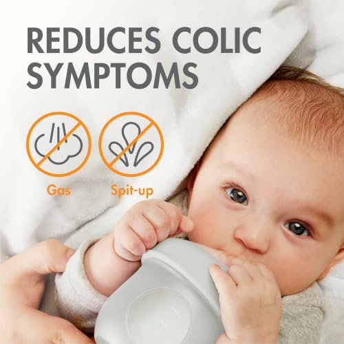 Boon Nursh Bottles - Slow Flow - Silicone Baby Bottles Help Ease Colic Symptoms - Formula and Breast Milk Only Touch Platinum Food-Safe Silicone - Gray - 0-3 Months - 3 Count - 4 Ounce - color: Gray, size: 4 Ounce (3 Count)