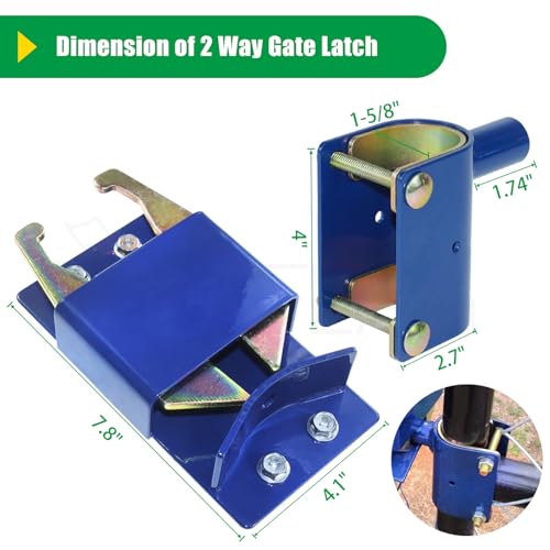 2 Pack S16100300 2 Way Farm Tube Gate Latch for Metal Tube Gates