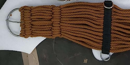 Horse Western 25 Strand Double Weave Mohair Roper Girth- Breathable Saddle Girth with Stainless Steel Buckles - color: Brown