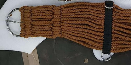Horse Western 25 Strand Double Weave Mohair Roper Girth- Breathable Saddle Girth with Stainless Steel Buckles - color: Brown