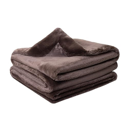 Mon Chateau 60" x 70" Hearthside Faux Fur Throw Blanket, Chestnut | Cozy Layer Comfort For Couch, Bed Or Chair. Lightweight Polyester Fabric With Easy Machine Wash Care - color: Chestnut