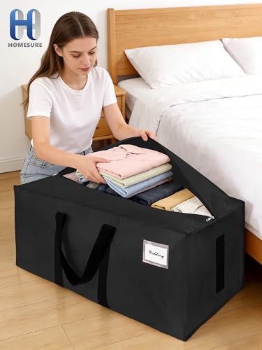 HOMESURE Supports 200lbs Heavy Duty Moving Bags - Strong Zipper & Wrap-Around Handles - Water-Resistant Storage Totes, Durable Alternative to Moving Boxes - 8 Pack - Black - color: Black