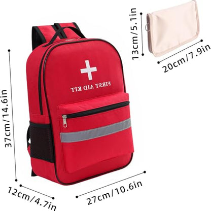Pet First Aid Backpack Empty with Portable Bag for Pet First Aid Kits, Home Outdoor Travel Camping Emergency Supplies Storage (Red,White)