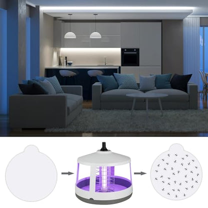 48 Pcs Round Refillable Glue Boards 7.1 Inch for Fruit Flies Gnats Moths Mosquitoes Compatible with Most Indoor Outdoor Fly Catching Lamps - size: 7.1inches