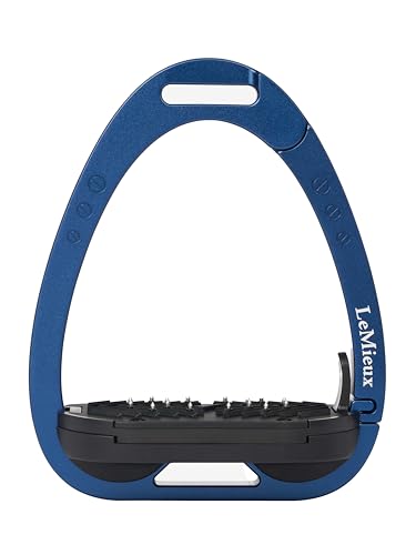 LeMieux Vector Control Stirrup - New Generation - Spring Loaded Hinged Arm - Cross Track Grip Surface - color: Navy